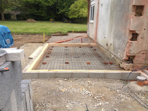 side bootroom extension floor slab preparation